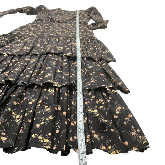 The Vampires Wife Earl Floral Ruffle Layered Midi Dress Black US 6 UK 10 - Picture 15 of 16